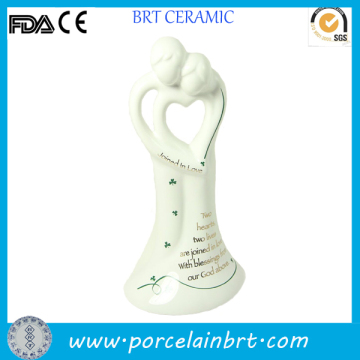 Heart in heart porcelain wedding Cake Topper