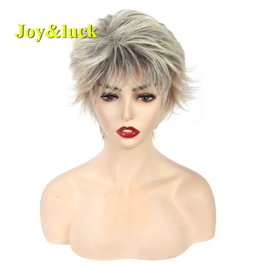 Women Wholesale Wigs Free Part Ladies Hair Wigs  With Bangs Brown Ombre Blonde Natural Straight Short Synthetic Hair Wigs