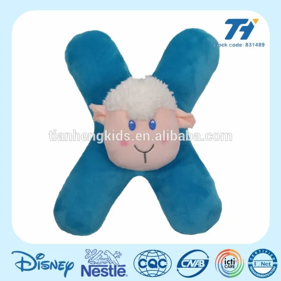 X alphabet letter toys with sheep shape soft toys to kids