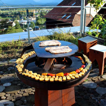 Griglia plancha da giardino esterno in acciaio corten