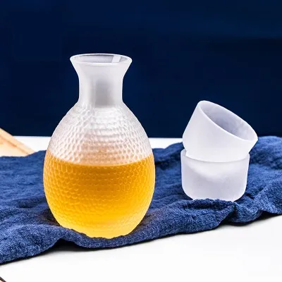Li Qing Frosted Japanese Style Sake Glass Cup Set with Warmer