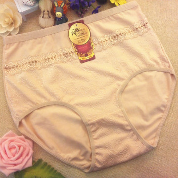 2016 discount China cotton elegant underwear lace jacquard plus size panty fat woman briefs 668