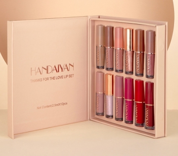 Waterproof Non Stick Lipstick and Gloss Set with Pearl Shimmer, 12 Colors