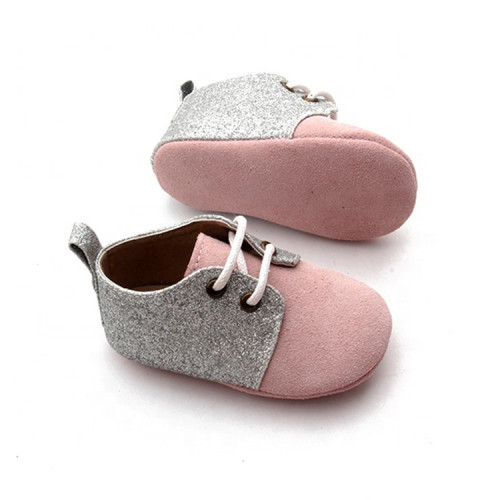 Chaussures Oxford unisexes en cuir véritable à paillettes pour bébé