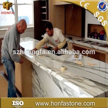 Polished white nature stone white marble kitchen top with free sample