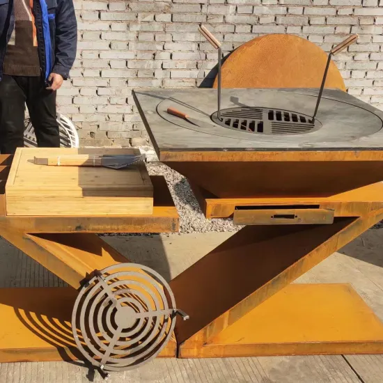 Metal Outdoor Charcoal Party Grill: Large Corten Steel Barbecue Solution