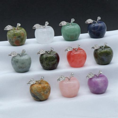 1.2Inch Carved Polished Gemstone Apple Crafts Statue Figurines Home Living Room Bedroom Decoration Gifts for Mom Girlfriend