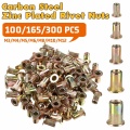 100/165/300 PCS Carbon Steel Zinc Plated Rivet Nuts Flat Head Threaded Rivet Insert Nutsert Rivet Nut Assortment Kit M3 to M12