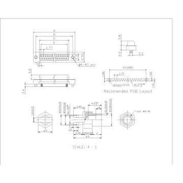 D-SUB PCB Fmale Dual Row Straight Type