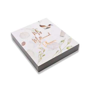 Rose Gold Foil Spiral Steel Ring Hardbound Custom Printing Planner Dengan Kemasan Kotak Logo