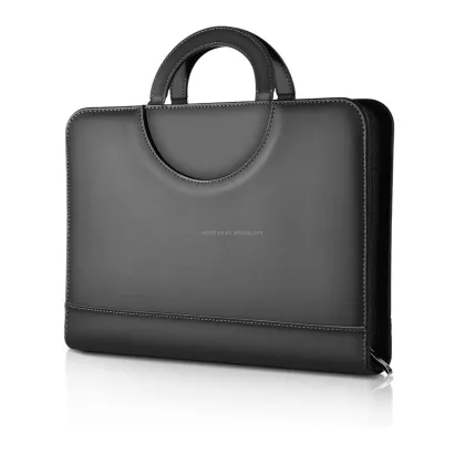 Luxury Artist Leather Zipper Calculator Portfolio with 3 Ring Binder