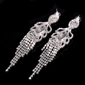 Luxury Fashion Rhinestone Long Tassel Drop Earrings