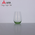 Hand blown dark green colored wine glass set