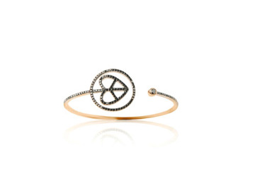 Berlapis emas gaya populer jantung bangle dengan berlian imination untuk anak perempuan