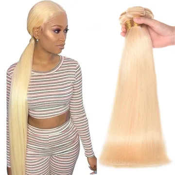 XCCOCO Cuticle Aligned Raw Virgin Straight Hair Ombre 613 Blonde Human Hair Bundles with Closure