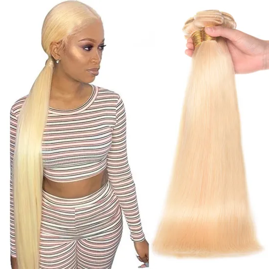 XCCOCO Cuticle Aligned Raw Virgin Straight Hair Ombre 613 Blonde Human Hair Bundles with Closure