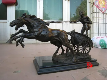 Bronze man riding horse statue sculpture