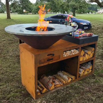 Rusty Corten Outdoor Wood Burning Oven And Grill