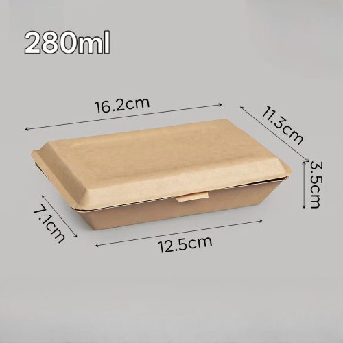 280ml Hinged‑Lid Kraft Paper Takeaway Container