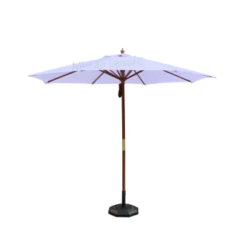 Commercial Luxury Outdoor Garden Umbrella: White 3m Round Wooden Pole Beach Parasol