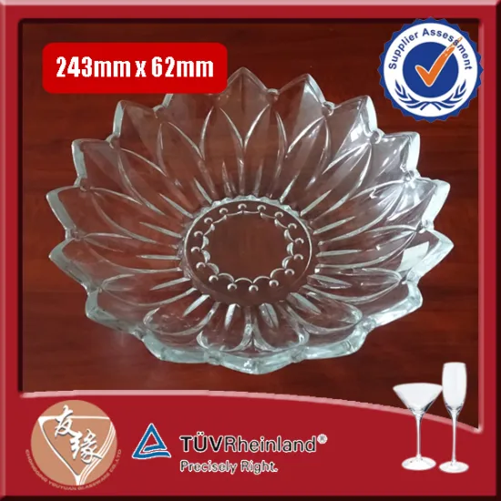 243mm diameter super flint glass high grade wholesale clear glass plates