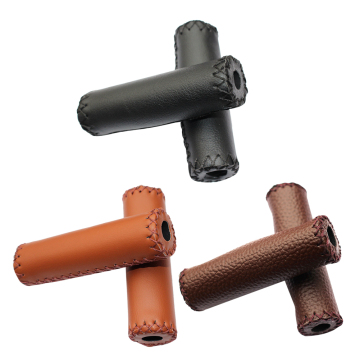 Leather Anti-Slip Bike Handle Grips for MTB - Shock Absorption Cycling Accessory