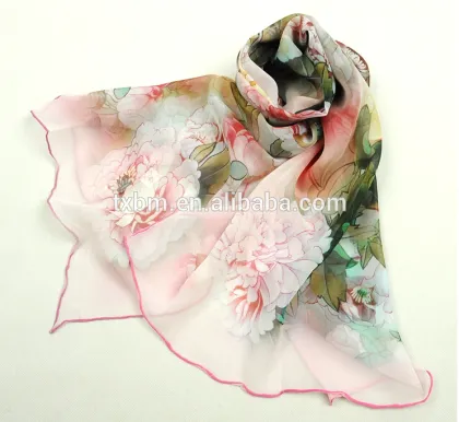 Customize printed chiffion scarf for lady 100% silk scarf