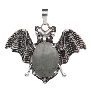 Labradorite 13X18mm Cabs Antique Silver Alloy Antique Silver Alloy Bat Pendant for DIY Making Jewelry