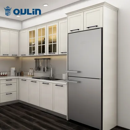 Pastoral Modular Kitchen Custom Urniture Cabinet Designs Storage Kitchen Cabinets Flat Edge / Eased Edge Lacquer Apartment Oulin