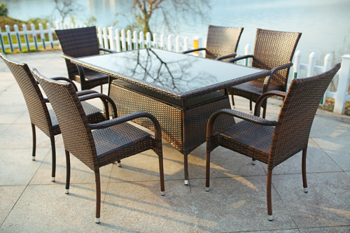 Berkualitas tinggi rotan furnitur taman rotan Outdoor Furniture Patio Set