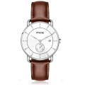 Mais novo Relojes Hombre Full Grain Leather Strap Masculino Quartz Watch