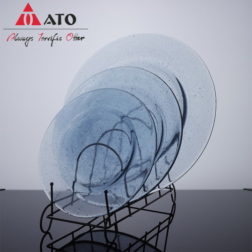 Wholesale Elegant Round Blue Glass Fruit Dinner Plate