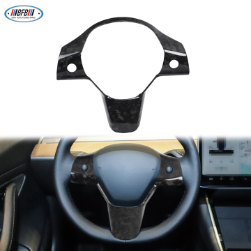 Carbon Fiber Steering Wheel Cover Fit for Tesla Model 3/Y 2017-2023