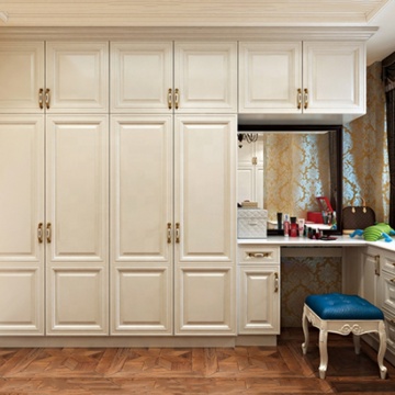 European Style Particle Board Wooden Bedroom Closet PVC Shaker Wardrobe