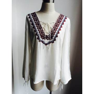 Casual Round Neck with Tassel Loose Blouse