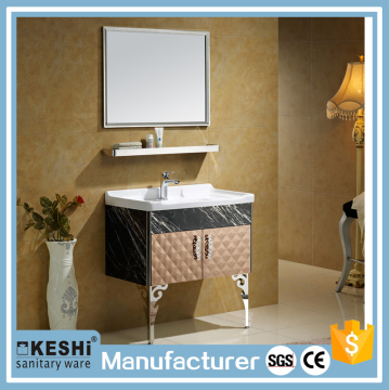 Modern popular shining rose gold bathroom cabinet with ss legs