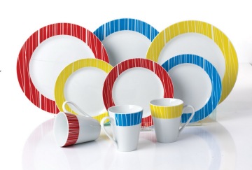 Decal White Porcelain Dinnerware,Color Stripe