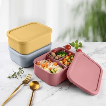 BPA ฟรี 3 ช่องซิลิโคนดูดทารก - การออกแบบเกรดอาหารสำหรับการให้อาหารและอาหารกลางวัน bento