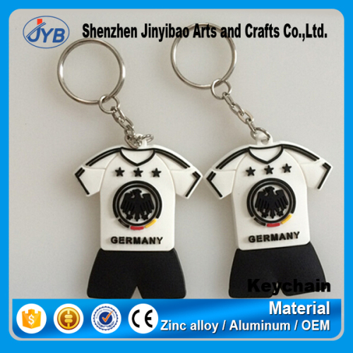 e-co friendly soft pvc keyring custom sports uniform shape keychain