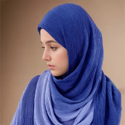 PROMISTAR Women's Cotton Shawl Custom Summer Ethnic Hijab Bubble Chiffon Georgette Scarf