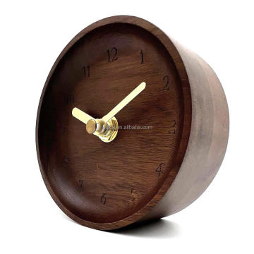 Portable Aluminum Clock: Wooden Quartz Desk Clock with Battery Operation