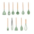 Ensembles d&#39;ustensiles de cuisine de cuisine en silicone manche en bambou