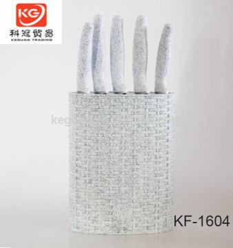 KF-1604 5pcs Non-stick Stainless steel colorful kitchen knife set with pp block