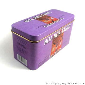 Tin tea can in rectangular shape