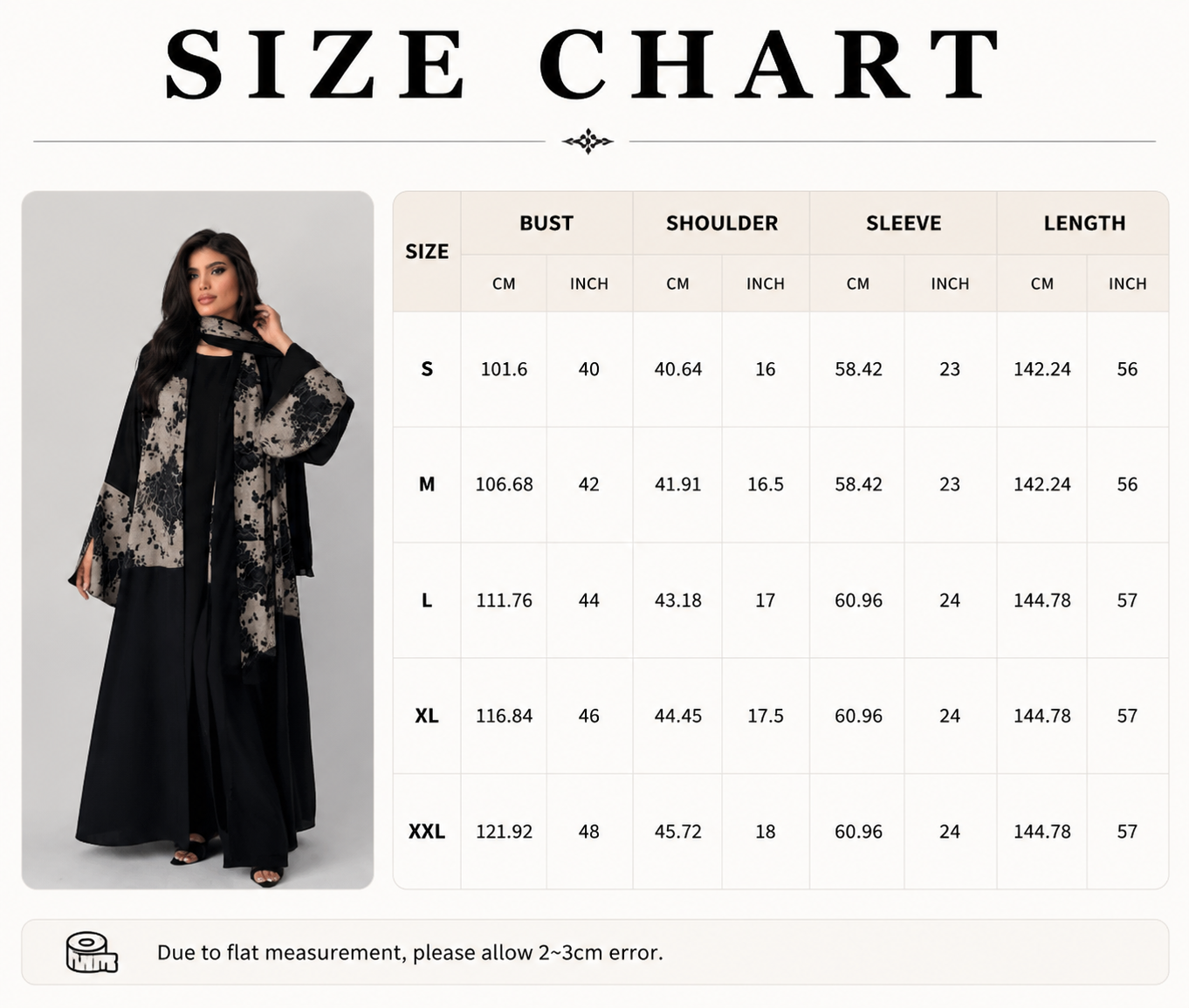 Black Lace Patchwork Open Abaya Front View
