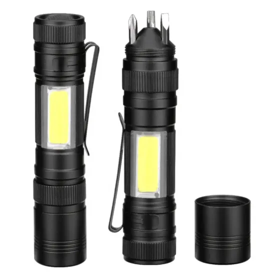 Camping Multi-Tool Pocket LED Flashlight with Screwdriver and Repair Kit