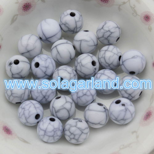 Wholesale Acrylic Plastic Black Crackle Round Beads Circular Crack Beads Charms