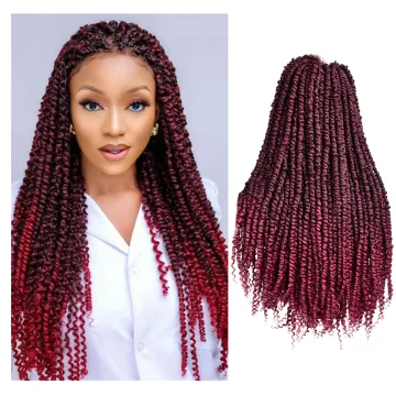 High Quality 24Inches Long Black Pre-Twisted Spring Bomb Braids Bulk Passion Twist Crochet Braiding Synthetic Hair Extensions