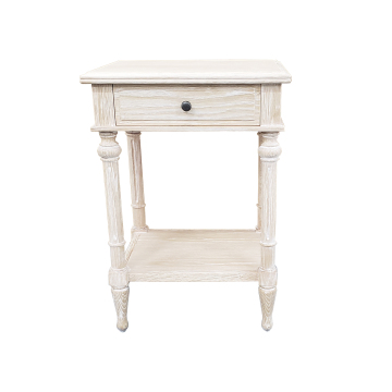 New Design Bedroom Furniture: White Oak Wood End Table with Shelf - Perfect for Narrow Spaces