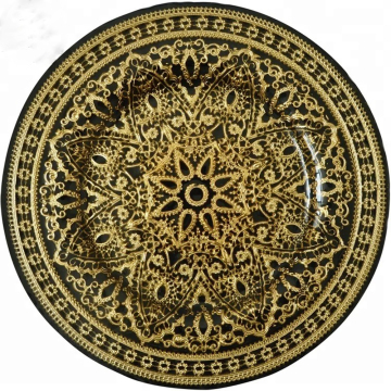 Yunzhifan Irregular 33 cm Lace Glass Tray - Western Dinner Plate with White Gold Rim